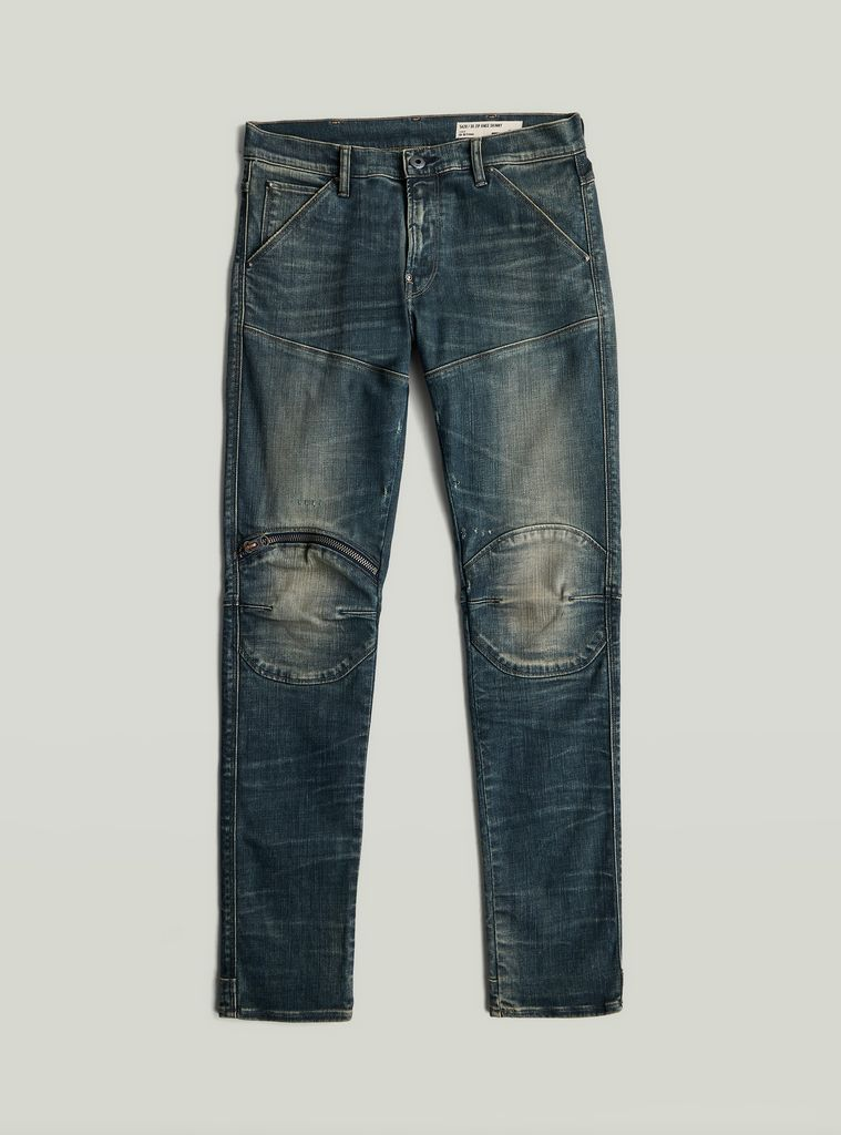 5620 3D Zip Knee Skinny Jeans in Antique Faded Blue Dust