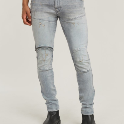 5620 3D Zip Knee Skinny Jeans in Vintage Oreon Grey Destroyed