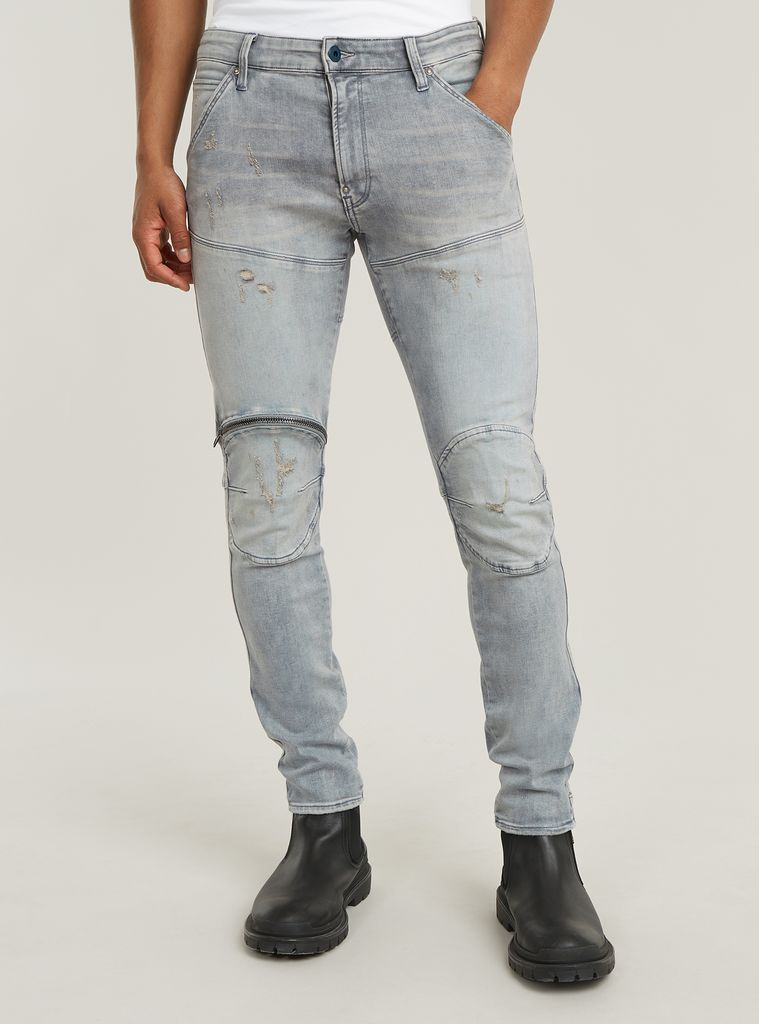 5620 3D Zip Knee Skinny Jeans in Vintage Oreon Grey Destroyed