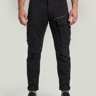 Rovic Zip 3D Regular Tapered Pants in Dark Black