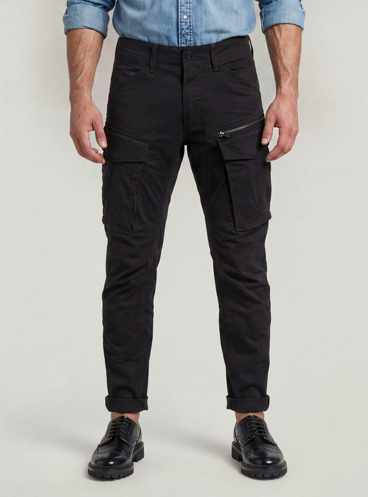 Rovic Zip 3D Regular Tapered Pants in Dark Black