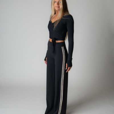 SPORT PANT IN BLACK + IVORY STRIPE