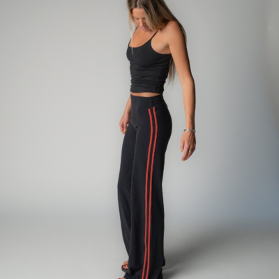 SPORT PANT IN BLACK + RASPBERRY STRIPE