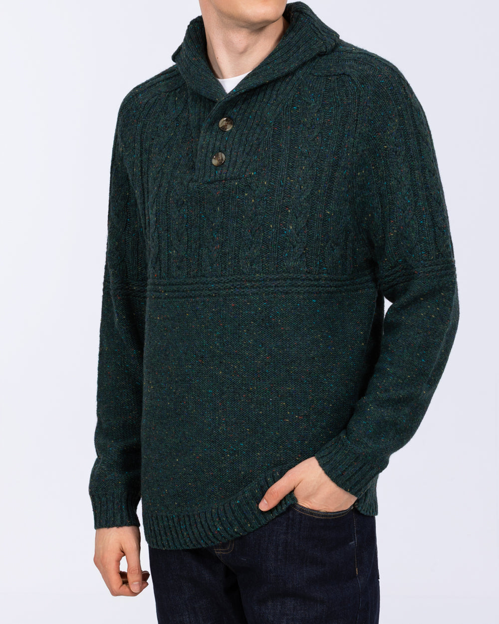2t Connall Tall Mens Cable Knit Jumper (dark green) | Tall Mens Clothing | 2tall.com