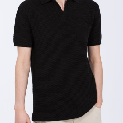 2t Nova Tall Mens Open Knit Polo (black) | Tall Mens Clothing | 2tall.com