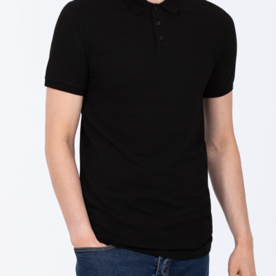 2t Slim Fit Tall Mens Extra Long Polo Shirt (black) | Tall Mens Clothing | 2tall.com