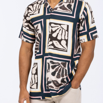 2t Musa Tall Short Sleeve Printed Revere Shirt (white pattern) | Tall Mens Clothing | 2tall.com