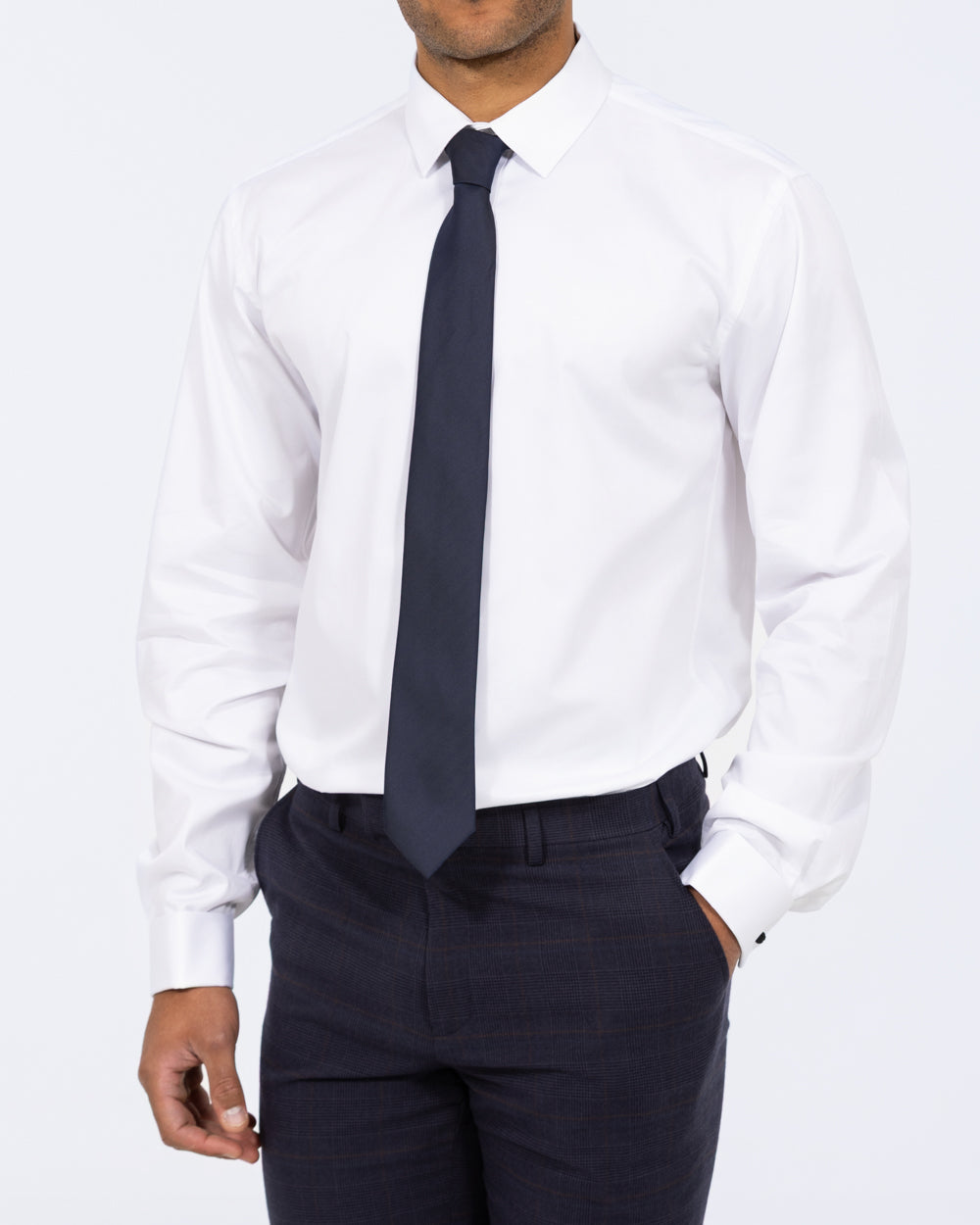 2t Gregor Regular Fit Extra Tall Mens Double Cuff Shirt (white) | Tall Mens Clothing | 2tall.com