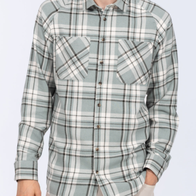 2t Bradley Tall Mens Relaxed Fit Raglan Checked Shirt (aqua/ecru) | Tall Mens Clothing | 2tall.com