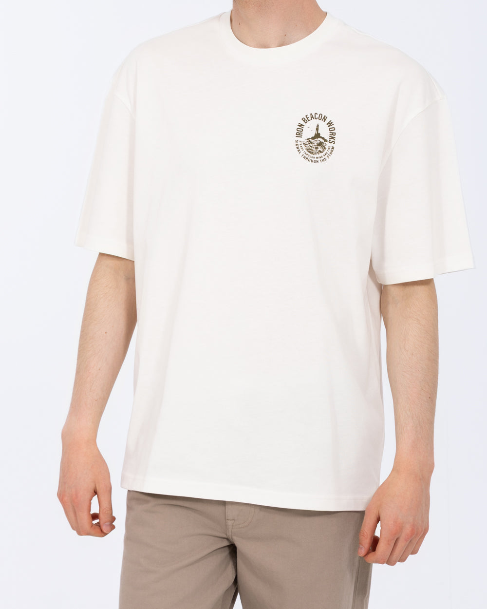 2t Brad Tall Mens Extra Long Oversized T-Shirt (printed ecru) | Tall Mens Clothing | 2tall.com