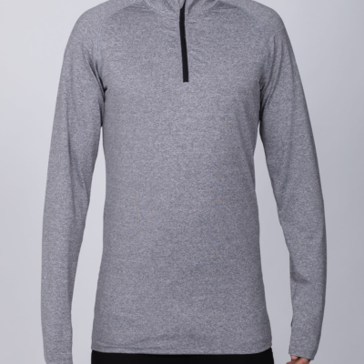 2t Long Sleeve Quarter-Zip Mens Extra Long Training Top (grey marl) | Tall Mens Clothing | 2tall.com